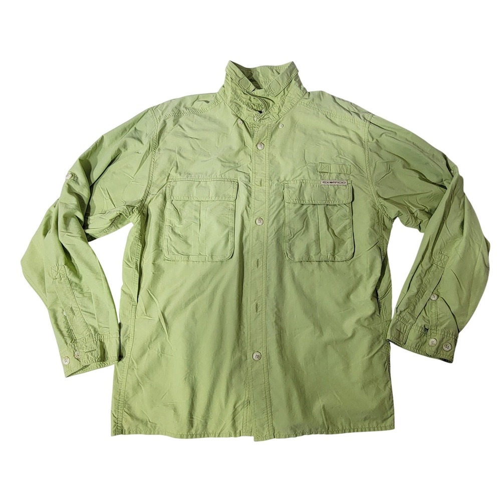 ExOfficio Mens Long Sleeve Utility Fishing Shirt Green L‎ 1001-5090 Ventilated